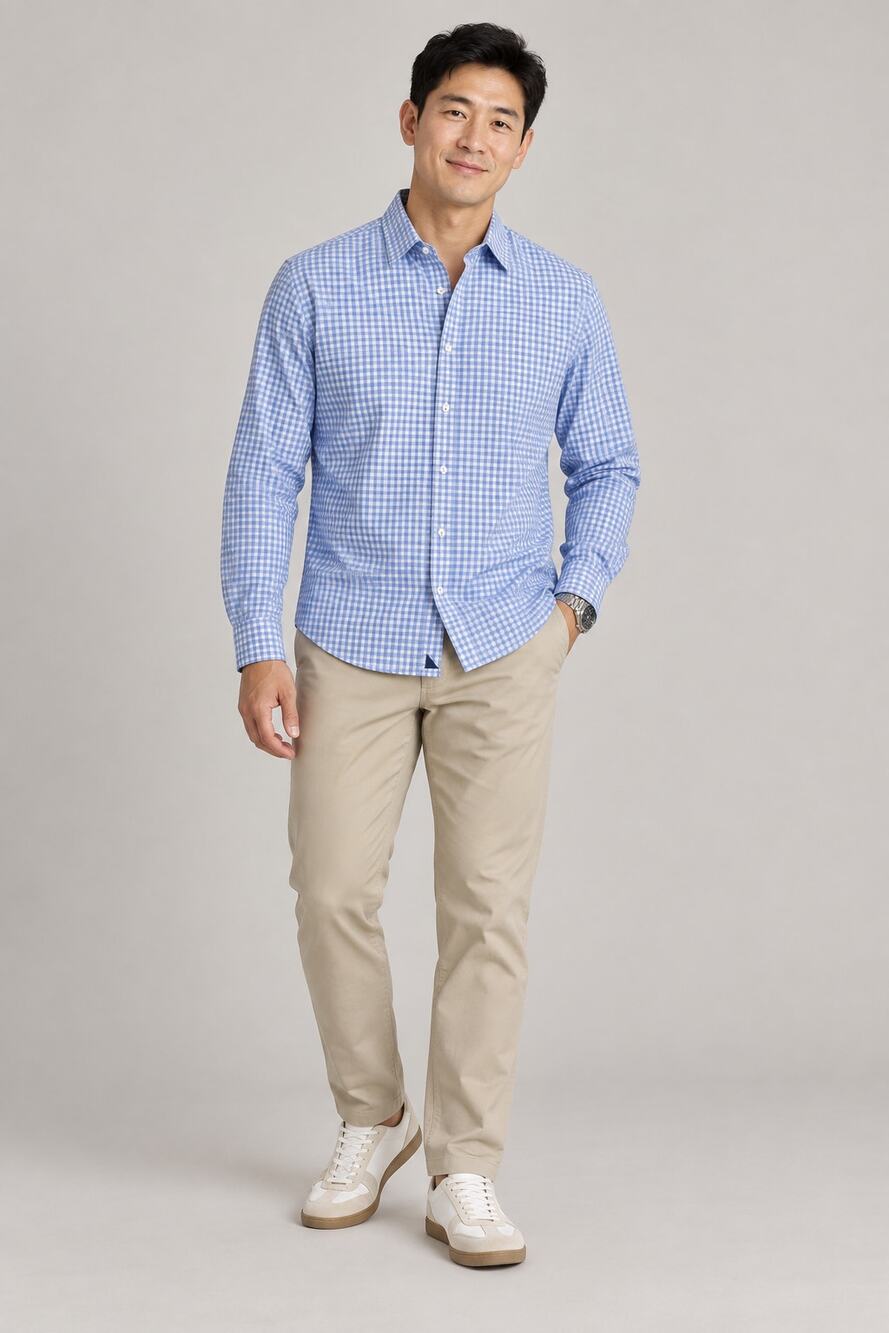 UNTUCKit Blue Gingham Check Button-Down Shirt Large NWOT